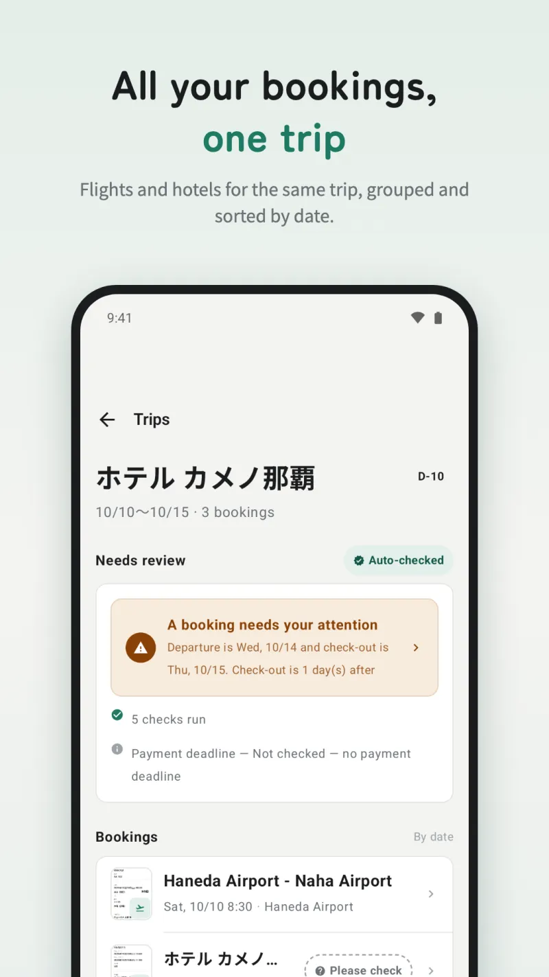 Checkame — All your bookings, one trip