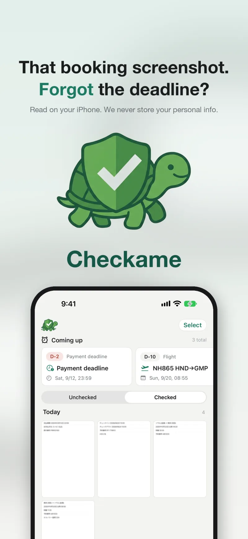 Checkame — That booking screenshot. Forgot the deadline?