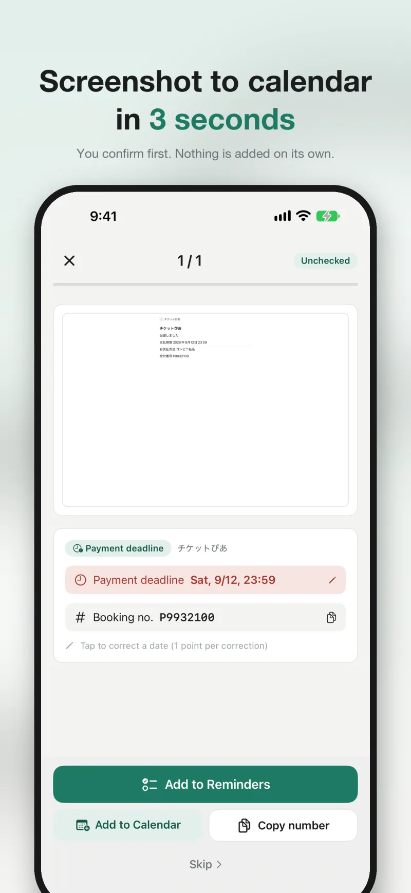 Checkame — Screenshot to calendar in 3 seconds